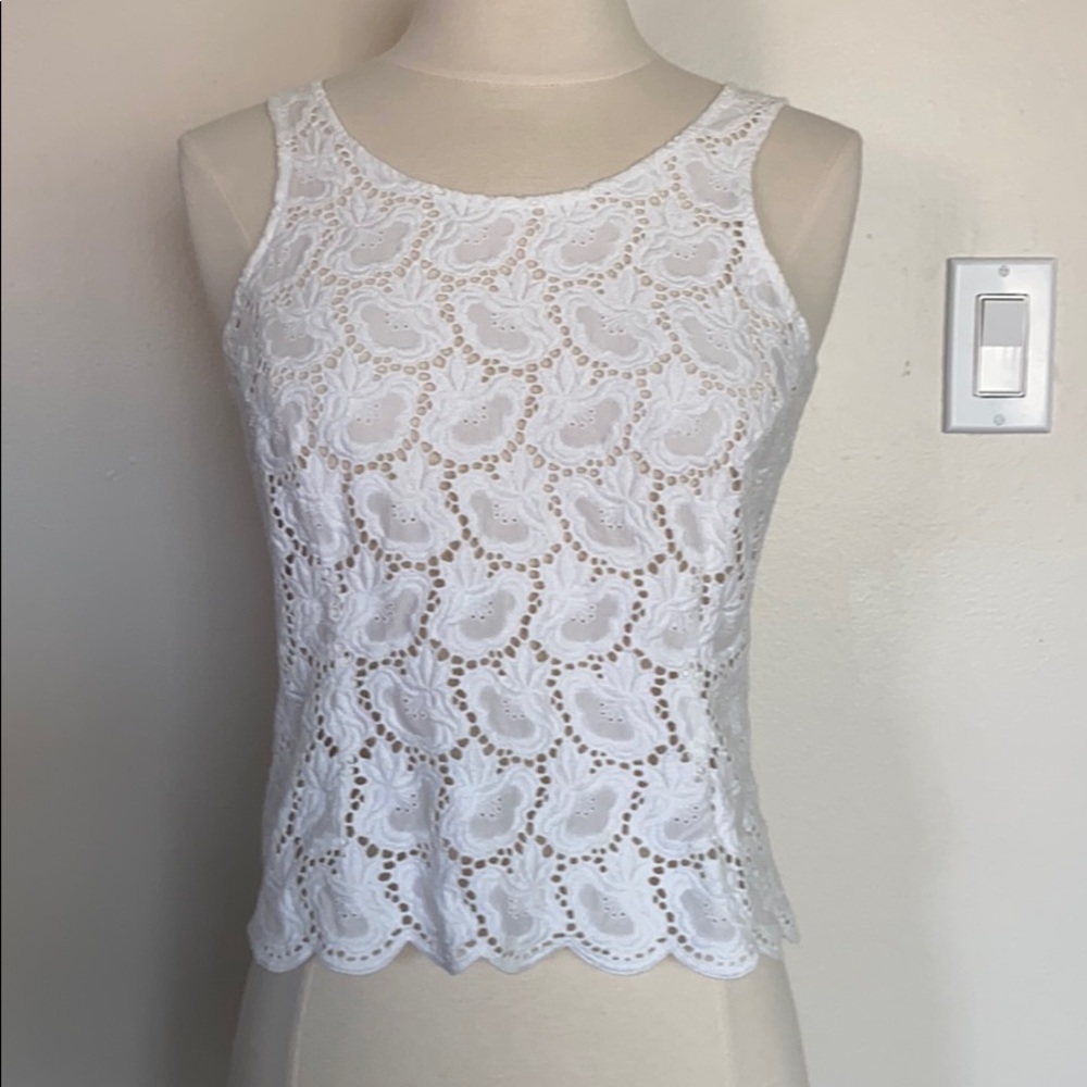 VGUC Anthropologie Odille white lace top, sz 4